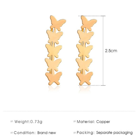 Butterfly Ear Cuff Earring Metal Boho Chic - Picture 6 of 9